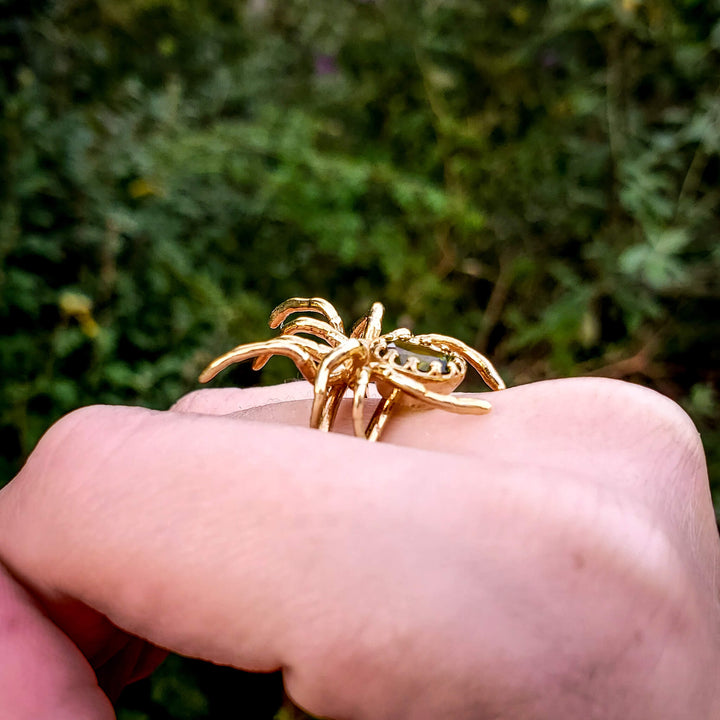 Brass Peridot Tarantula Ring