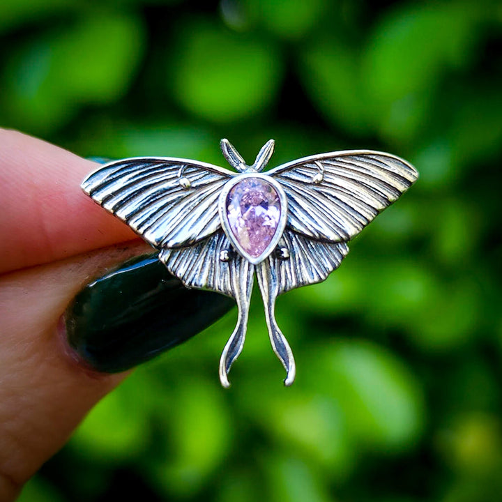 Pink Sapphire Luna Moth Ring