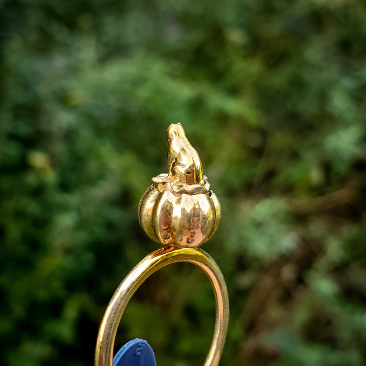 Brass Cat Pumpkin Spinner Ring