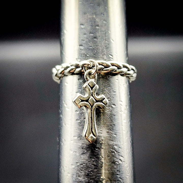 Silver Cross Charm Ring