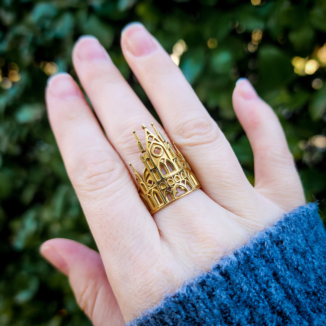 Brass Gothic Cathedral Ring
