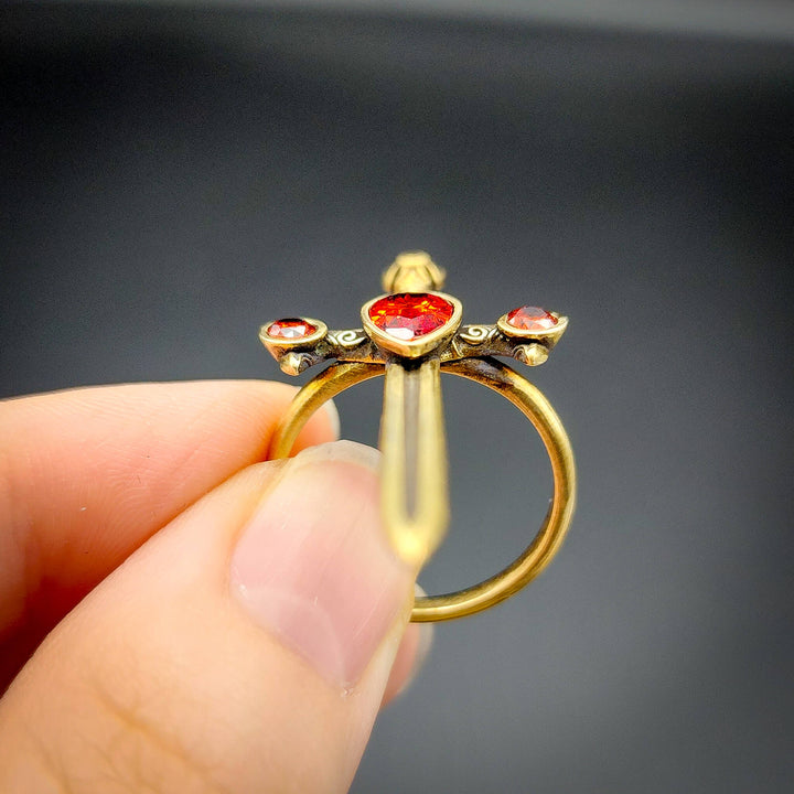Garnet Brass Sword of the Spirit Ring