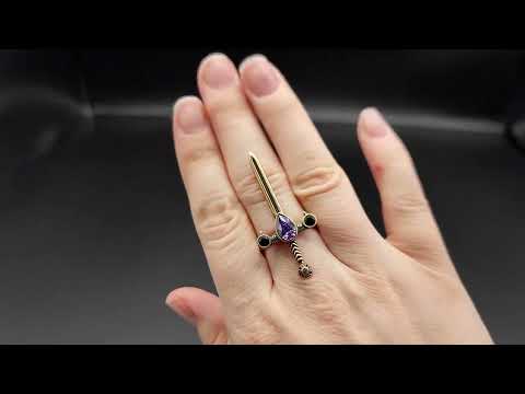 Amethyst Brass Sword of the Spirit Ring