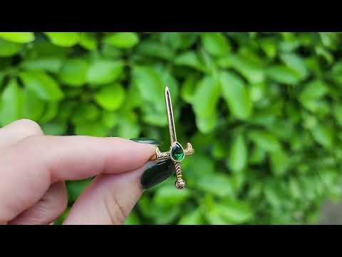Emerald Brass Mini Sword of the Spirit Ring